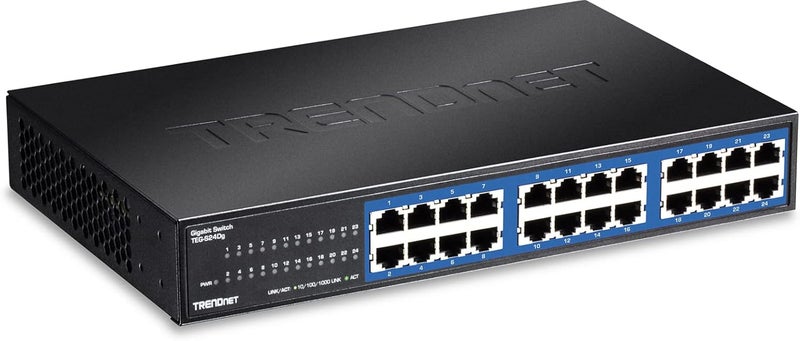 Trendnet 24-Port Unmanaged Gigabit GREENnet Desktop Switch, Ethernet Network Switch, 24 x 10-100-1000 Gigabit Ethernet RJ-45 Ports, 48Gbps Switching Capacity, Lifetime Protection, Black, TEG-S24DG - Image 1